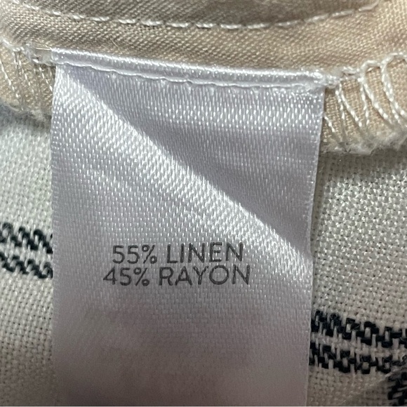 J. Jill Wide-Leg Linen Blend Pants Cream Navy Striped Coastal Preppy Womens 8 - Picture 9 of 13